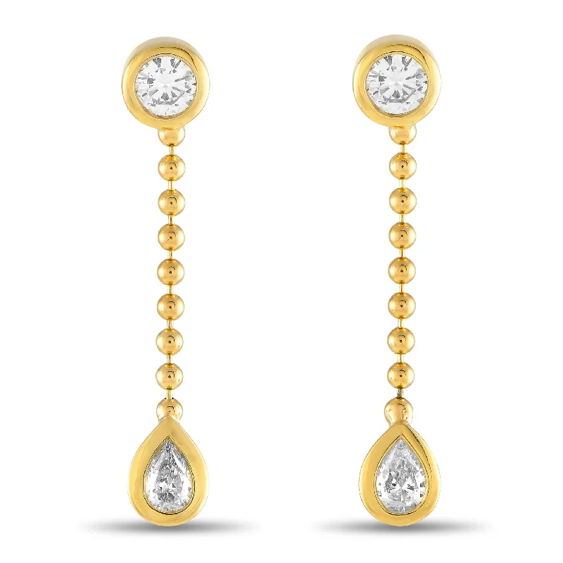 Drop Earrings with Etched Designs -Yellow Gold 1.06ct Diamond Dangle Earrings AER-19383-Y