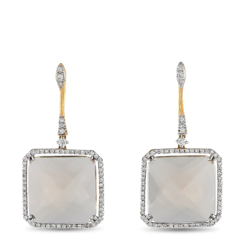 Drop Earrings with Abstract Designs -Casato Yellow Gold 1.10ct Diamond and Smoky Quartz Drop Earrings 200531