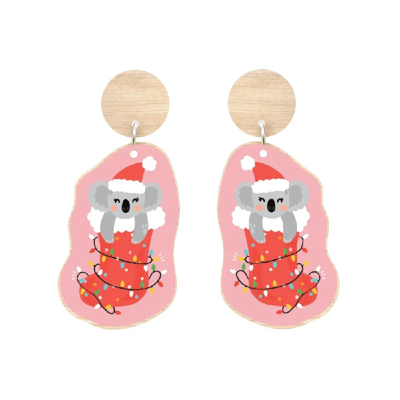 Studded Drop Earrings with Gemstones -Aero Christmas Earrings - Koala