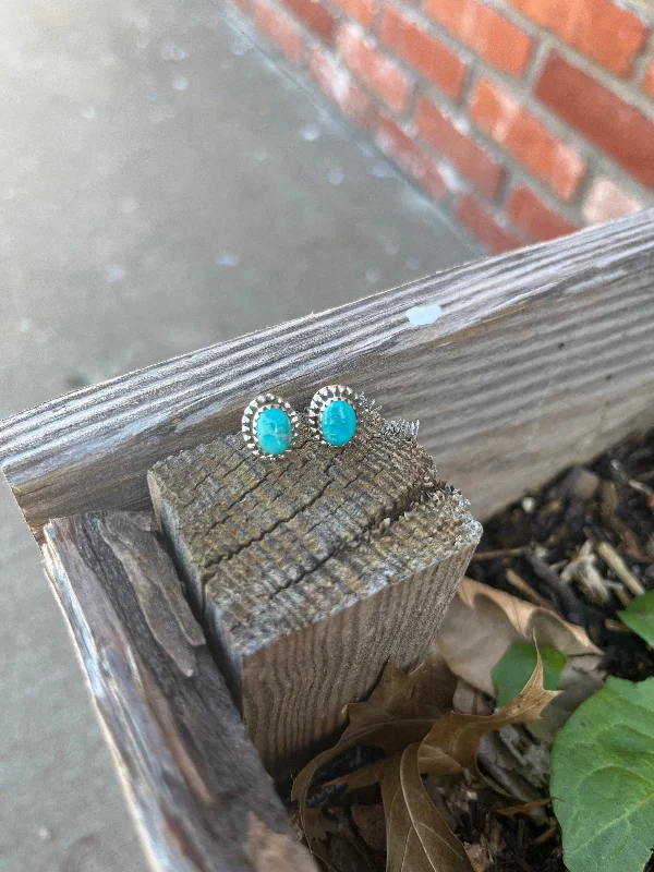 Round Drop Earrings for Classic -The Sonoran Mountain Turquoise Round Earrings