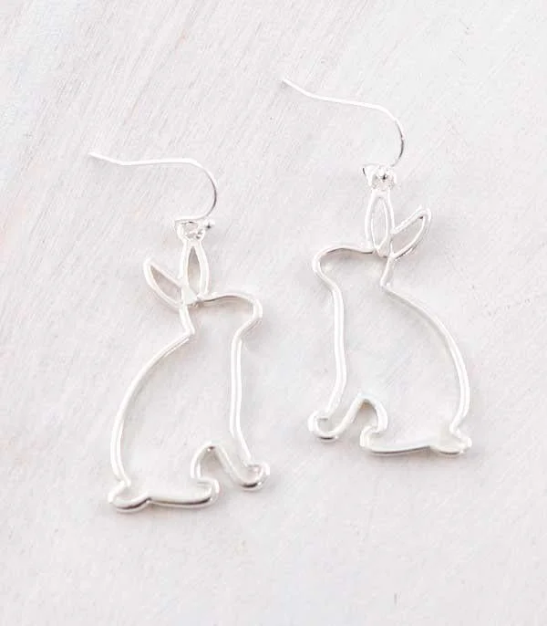 Drop Earrings with Textured Surface -Silver Bunny Earrings