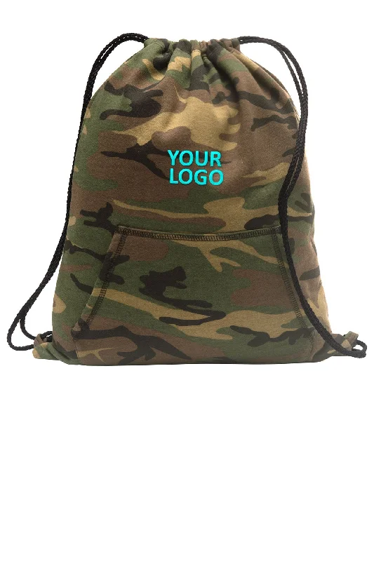 Casual minimalist backpack for simple daily carry -Port & Company Core Fleece Customized Cinch Packs, Military Camo