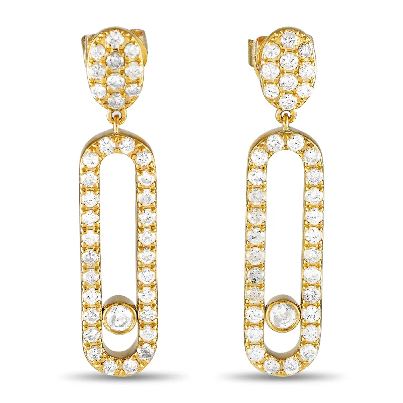 Drop Earrings for Gym Workout -Yellow Gold 1.16ct Diamond Earrings ER28317