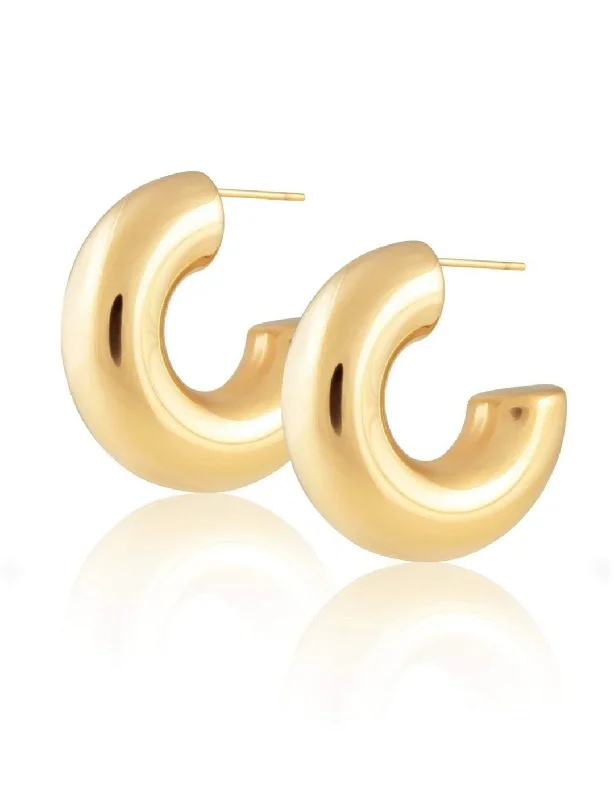 Magnetic Closure Drop Earrings for Easy -Jojo Tube Earrings, Gold