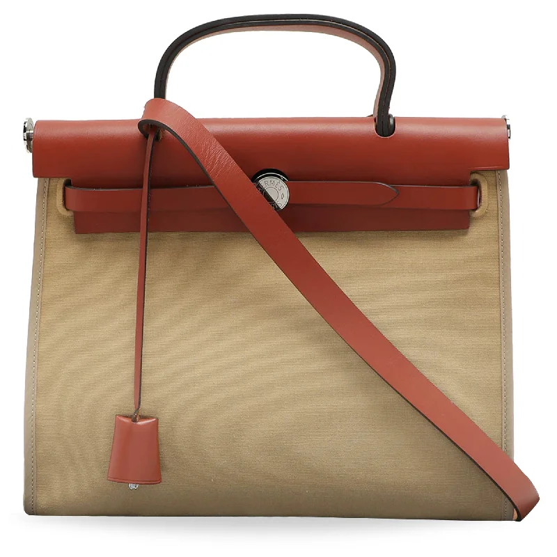 Handle bags with lightweight nylon for ease -Hermes Trench/copper Canvas And Leather Herbag Zip 31 Bag