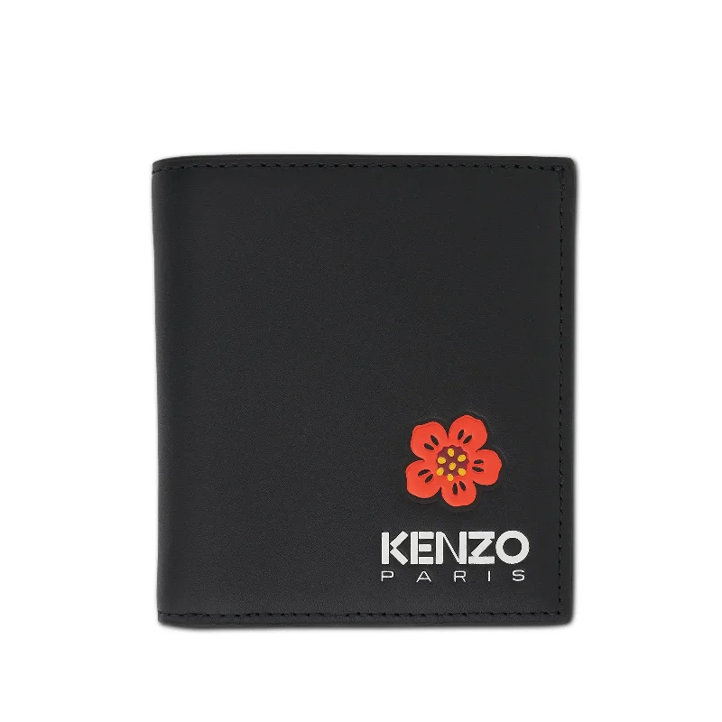 Durable polyester backpack for all-weather reliability -Boke Flower Leather Wallet in Black