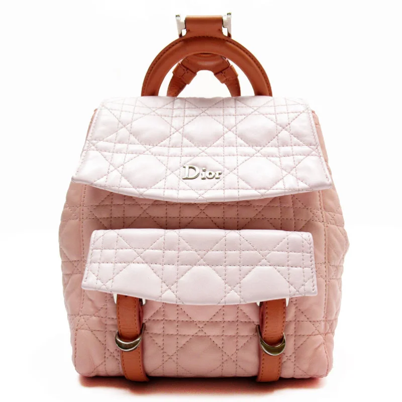 Handle bags with playful patterns for fun -Christian Dior  Leather Backpack (Pre-Owned)