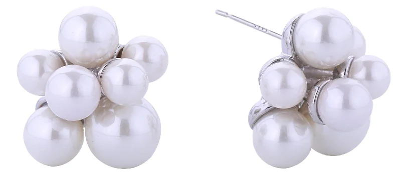 Drop Earrings with Filigree Work -DJE310904 14K Pearl Cluster Post Earrings