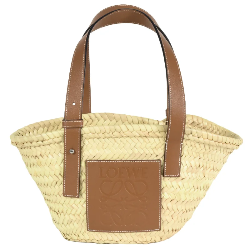 Handle bags with vibrant colors for boldness -Loewe  Leather Straw Basket Tote Bag (Pre-Owned)