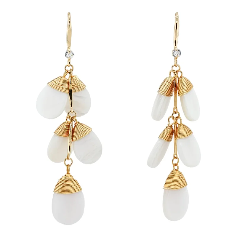 Pearl Drop Earrings for Elegance -Gold Tone And White Dangle Earrings