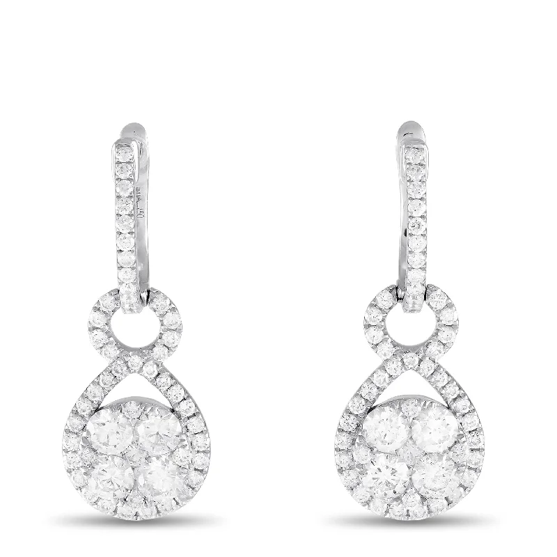 Floral Drop Earrings with Petals -White Gold 2.55ct Diamond Drop Earrings AER-7973