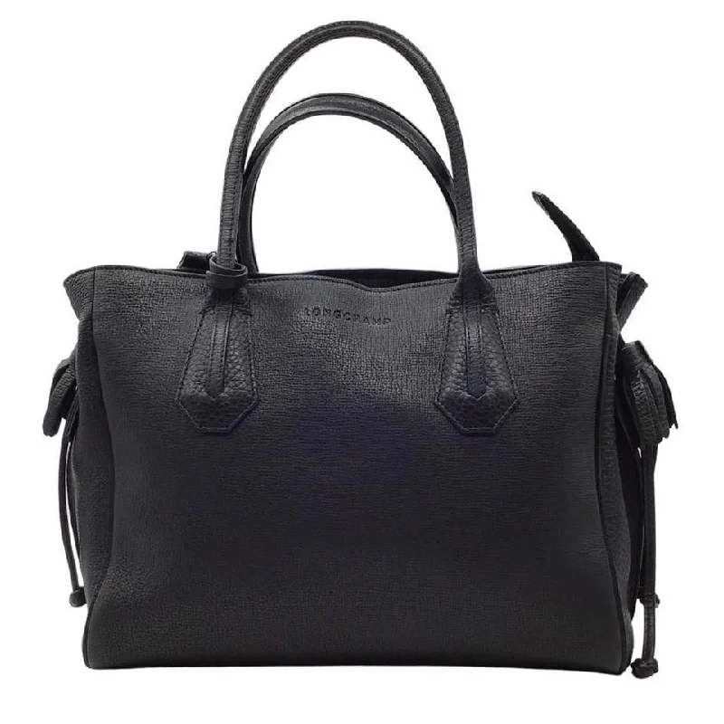 Handle bags with detachable pouches for versatility -Longchamp Penelope Tassel Drawstring Black Leather Satchel