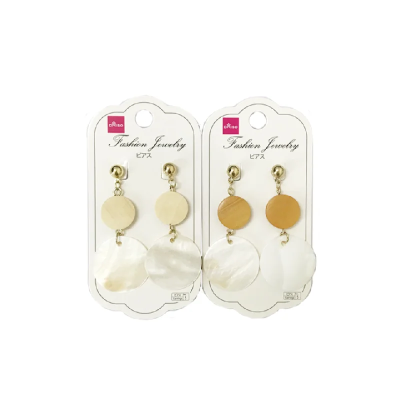 Drop Earrings for Birthday Celebration -Circle Shaped Shell Style Earrings