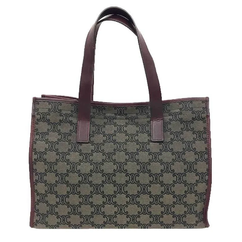 Quilted handle bags with stylish textured finish -Celine  Canvas Leather Tote Bag (Pre-Owned)