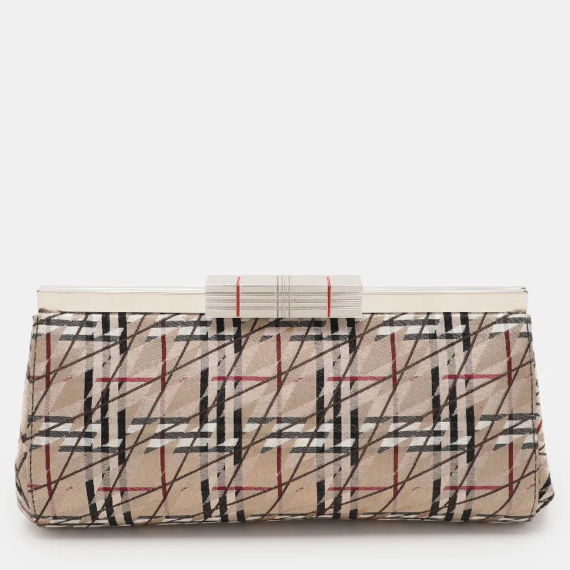 Handle bags with sleek silhouettes for fashion -Burberry Multicolor Satin Frame Clutch