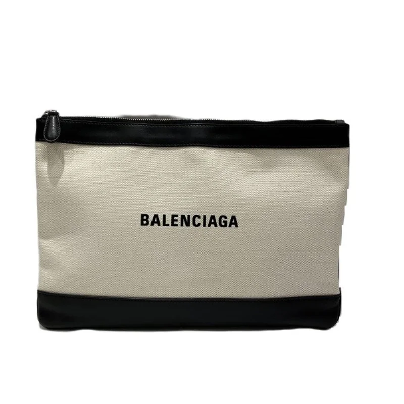 Leather handle bags for elegant daily carry -Balenciaga   Canvas Leather Clutch Bag (Pre-Owned)