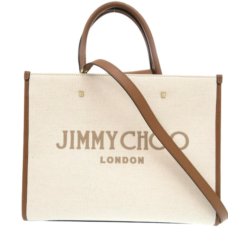 Handle bags with monogram designs for personalization -Jimmy Choo   Canvas Leather Tote Bag (Pre-Owned)