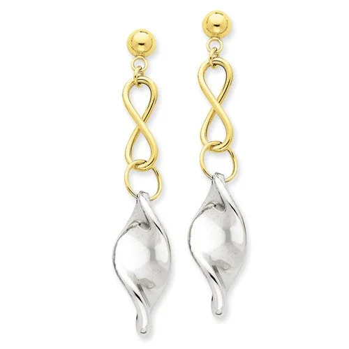 Best hoop earrings with oval shapes for a unique and elongated design-14KT TWO TONE FANCY DANGLE POST EARRINGS