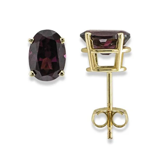 Best hoop earrings with vintage-style detailing for a nostalgic and timeless look-14KT 1.90 CTW OVAL RHODOLITE GARNET EARRINGS