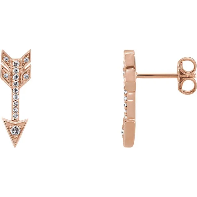 Hoop earrings with rhinestone embellishments for a glamorous and sparkling look-14KT Gold 1/6 CTW Diamond Arrow Earrings