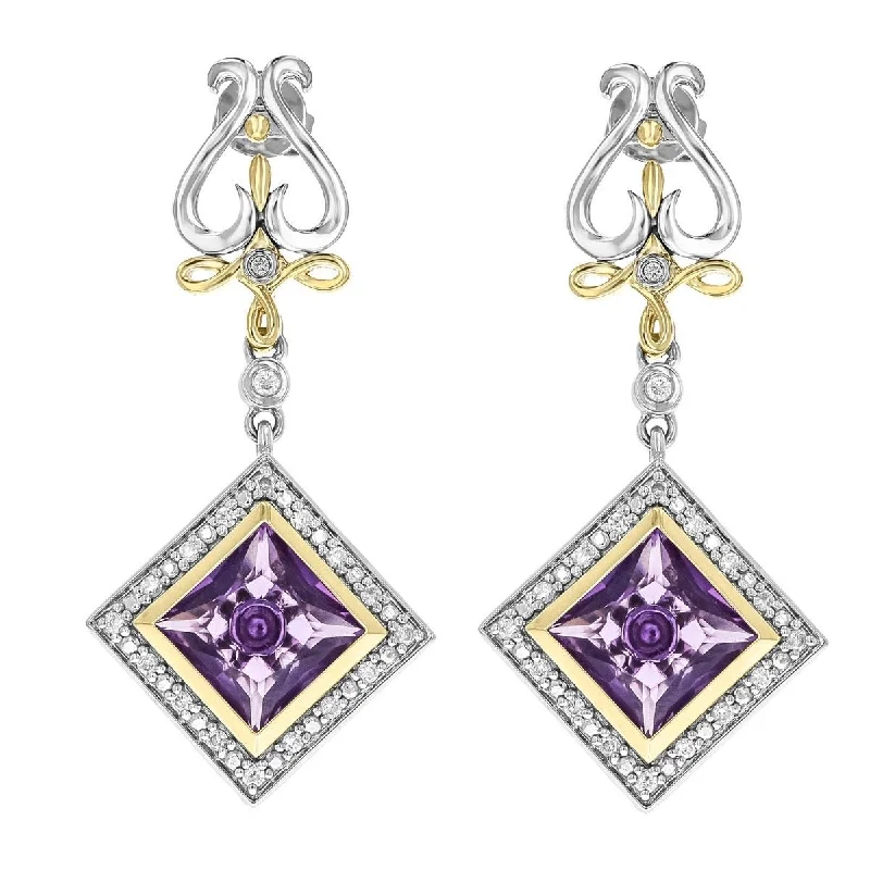 Hoop earrings with intricate designs for a unique and artistic appearance-14KT GOLD INTERCHANGEABLE PRINCESS CUT GEMSTONE & DIAMOND EARRINGS