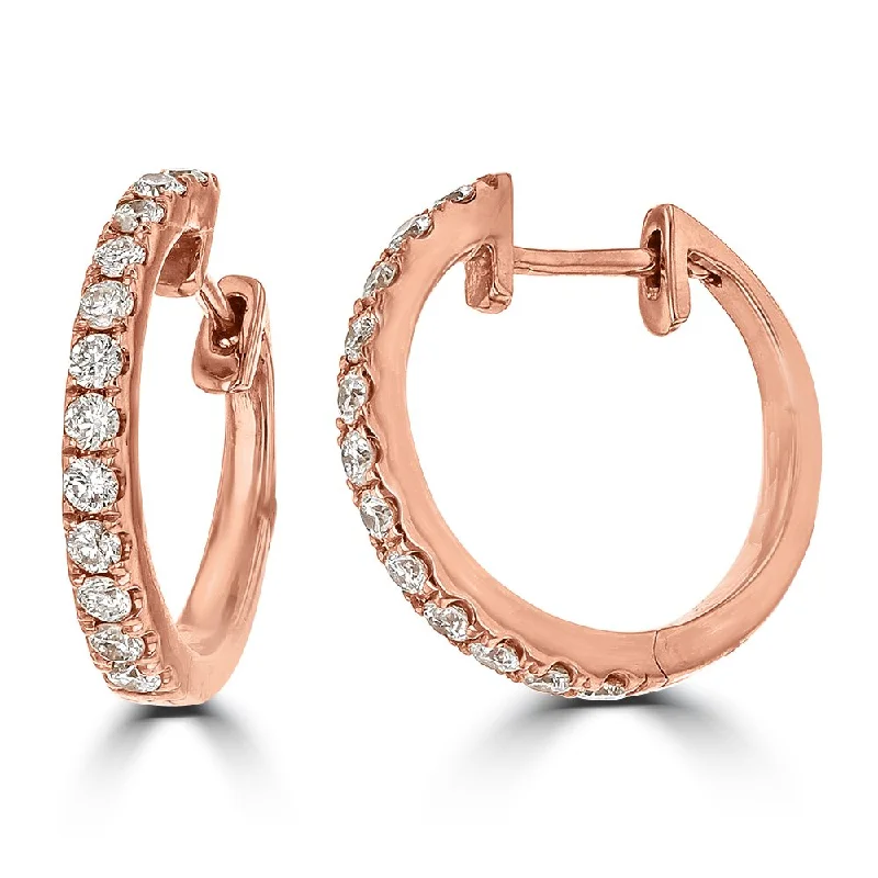 Hoop earrings with a matte black finish for a sleek, edgy vibe-14KT Rose Gold .31 CTW Diamond Hoop Earrings