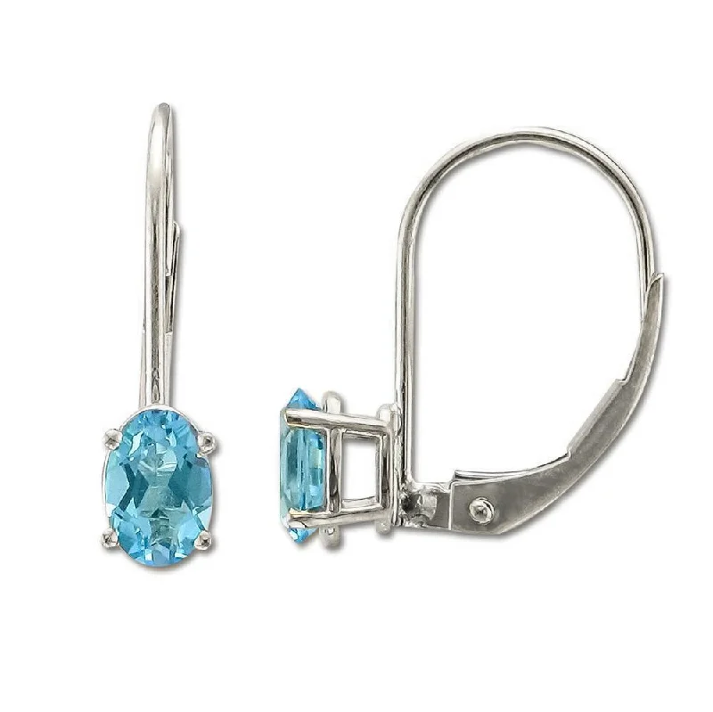 Best hoop earrings with sparkling cubic zirconia for a brilliant, budget-friendly effect-14KT WHITE GOLD 1.00 CTW BLUE TOPAZ LEVERBACK EARRINGS