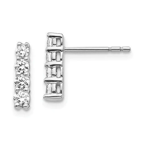 Hoop earrings with polished silver finish for a shiny, modern appeal-14KT WHITE GOLD 1/2 CARAT DIAMOND BAR EARRINGS