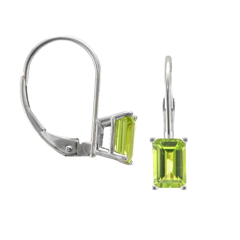 Lightweight hoop earrings for comfortable and all-day wear-14KT WHITE GOLD 1.20 CTW LEVERBACK PERIDOT EARRINGS