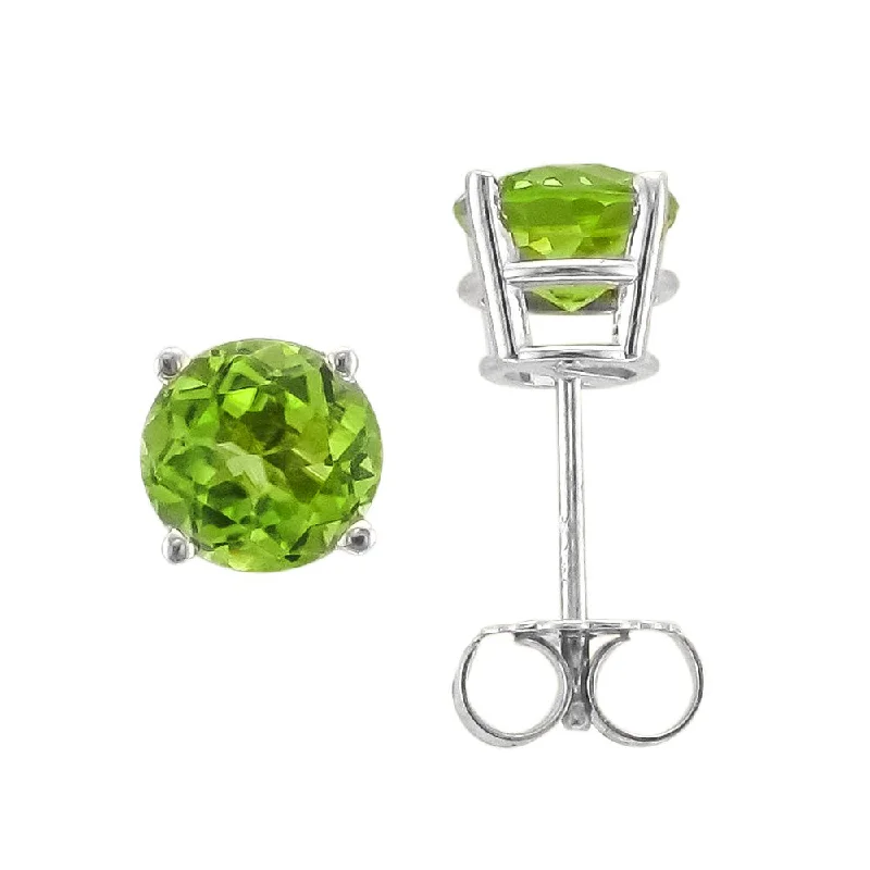 Hoop earrings with rhinestone-studded rims for a glamorous touch-14KT WHITE GOLD 1.70 CTW ROUND PERIDOT EARRINGS