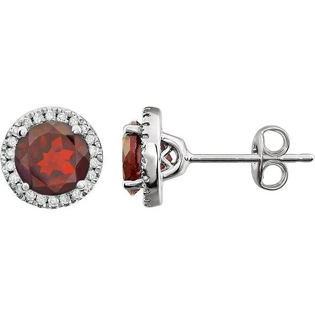 Best hoop earrings with detachable studs for a versatile and adjustable accessory-14KT WHITE GOLD 2.00 CTW GARNET & 0.13 CTW DIAMOND HALO EARRINGS