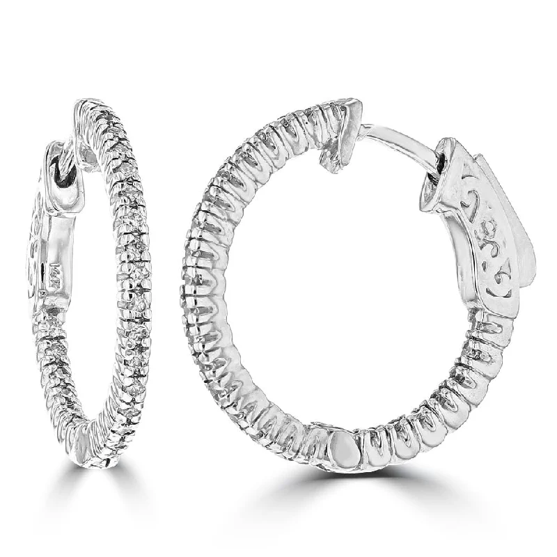 Best hoop earrings with tribal designs for a cultural and exotic aesthetic-14KT WHITE GOLD 0.55CTW DIAMOND TRELLIS HOOP EARRING