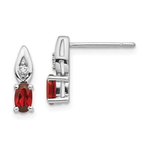 Hoop earrings with leather accents for a sleek and bold combination-14KT WHITE GOLD 0.58 CTW GARNET AND DIAMOND EARRINGS