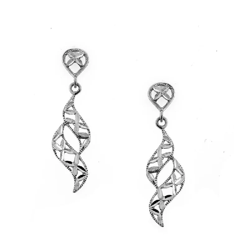 Best hoop earrings with enamel details for a colorful and modern look-14KT White Gold Drop Filagree Earrings