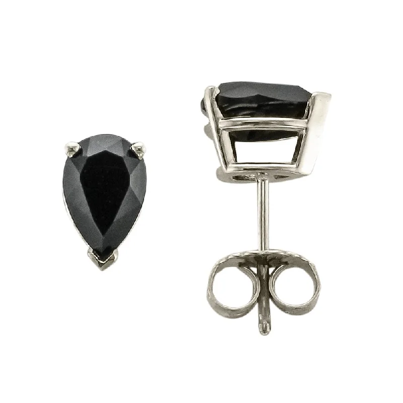 Hoop earrings with circle designs for a classic and timeless shape-14KT WHITE GOLD PEAR SHAPE ONYX EARRINGS