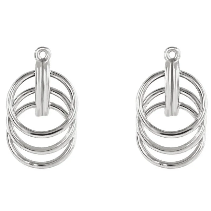 Hoop earrings with artistic filigree designs for an intricate, delicate finish-14KT White Gold Triple Circle Earring Jackets