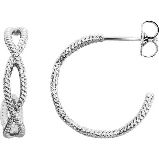 Hoop earrings with twisted leather for a chic and modern boho look-14KT White Gold Twist Rope Hoop Earrings