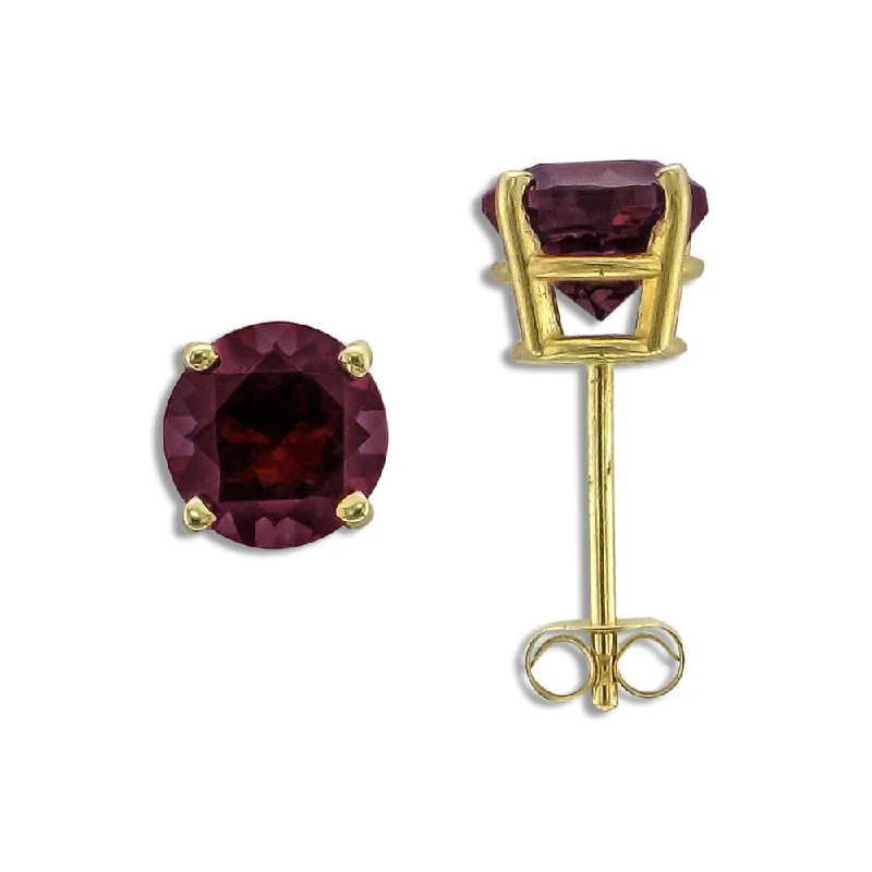 Best hoop earrings with minimalist designs for a clean and modern aesthetic-14KT YELLOW GOLD 2.00 CTW ROUND RHODOLITE GARNET EARRINGS