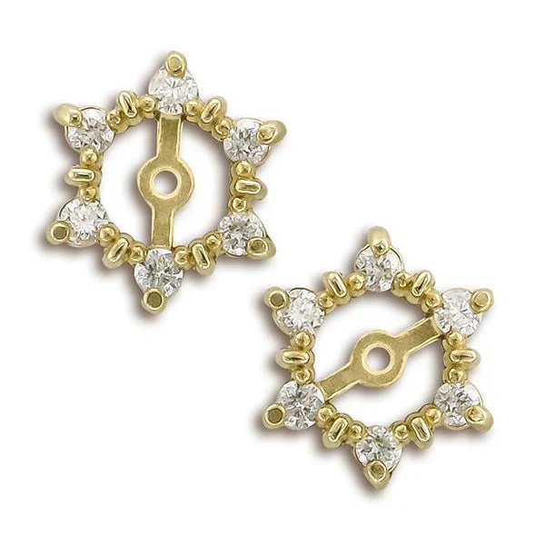 Best hoop earrings with gemstone accents for a colorful and elegant appearance-14KT Yellow Gold Round Diamond Earring Jackets