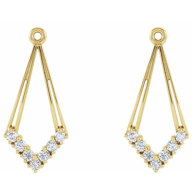 Best hoop earrings with lever-back closures for secure and easy wear-14KT Yellow Gold Round Diamond Earring Jackets