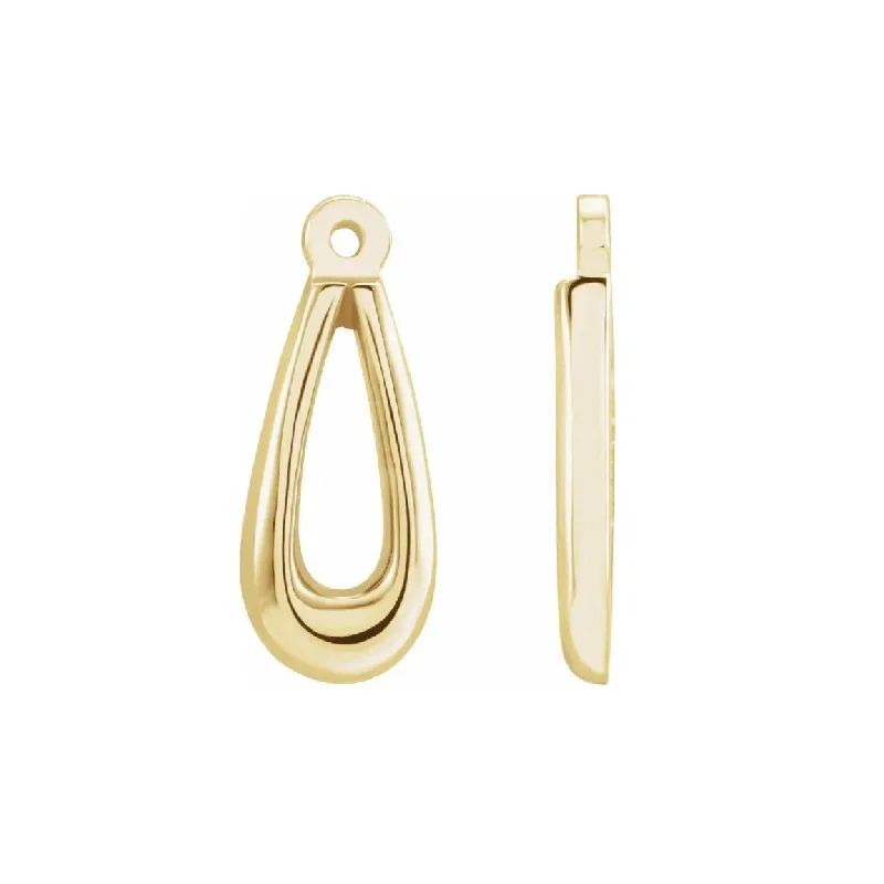 Hoop earrings with textured finishes for a vintage and classic style-14KT Yellow Gold Tear Drop Earring Jackets.