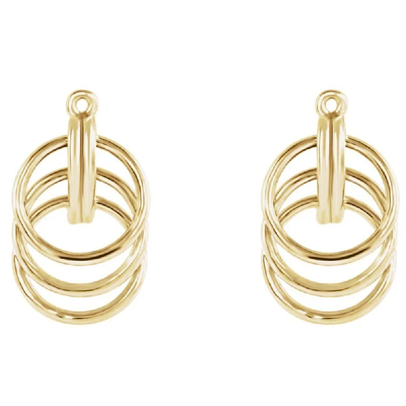 Hoop earrings with heart-shaped frames for a romantic and feminine look-14KT Yellow Gold Triple Circle Earring Jackets