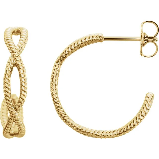 Best hoop earrings with satin ribbons for a soft, feminine appearance-14KT Yellow Gold Twist Rope Hoop Earrings