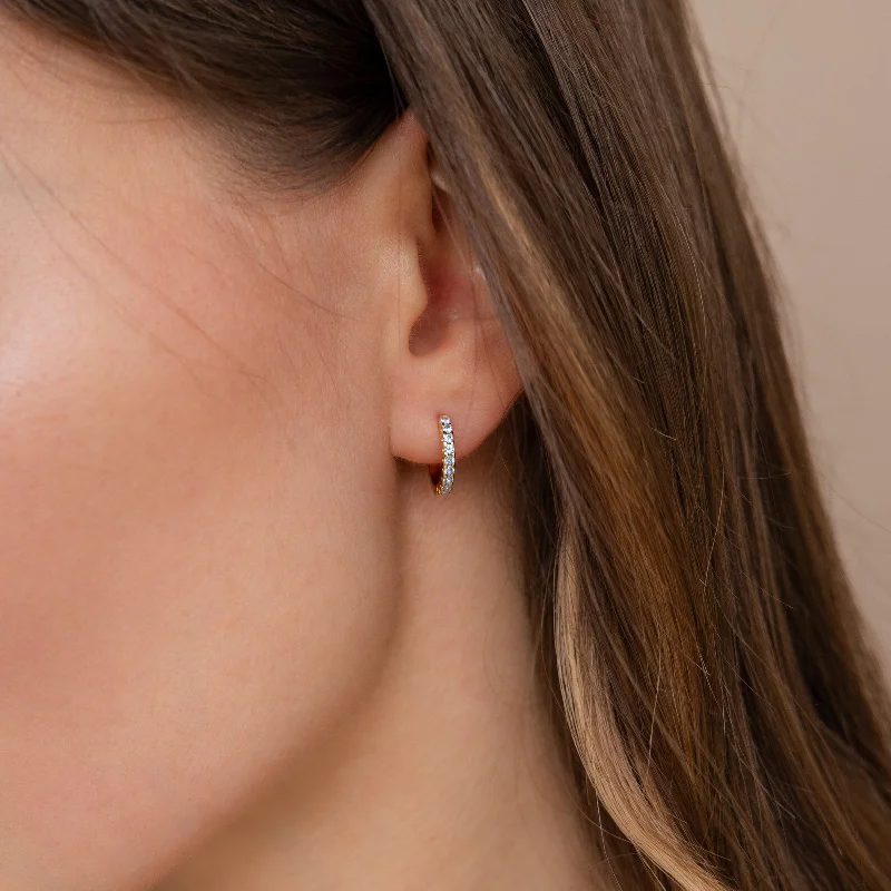 Hoop earrings with abstract wirework for an artistic, unique look-Aquamarine Pave Huggies