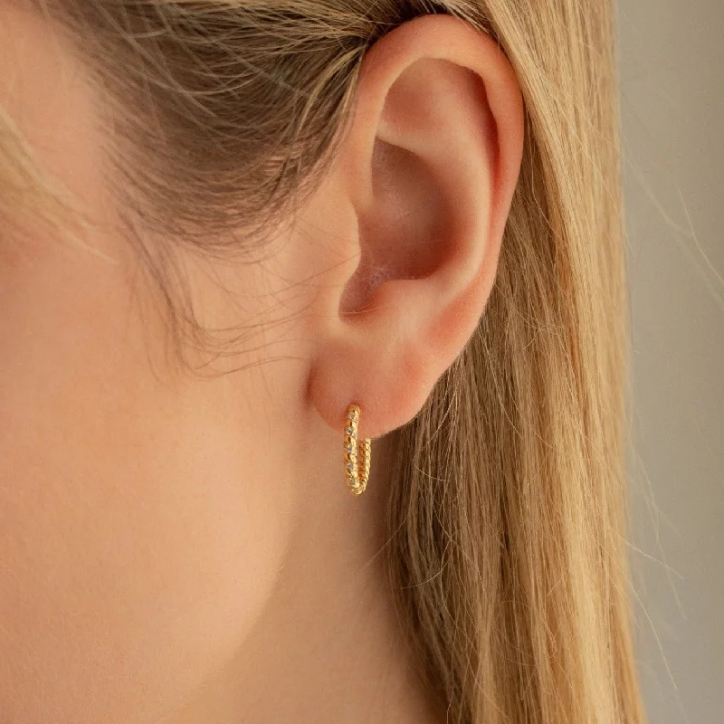 Best hoop earrings with geometric triangle shapes for a modern, chic design-Aster Pave Twisted Hoops