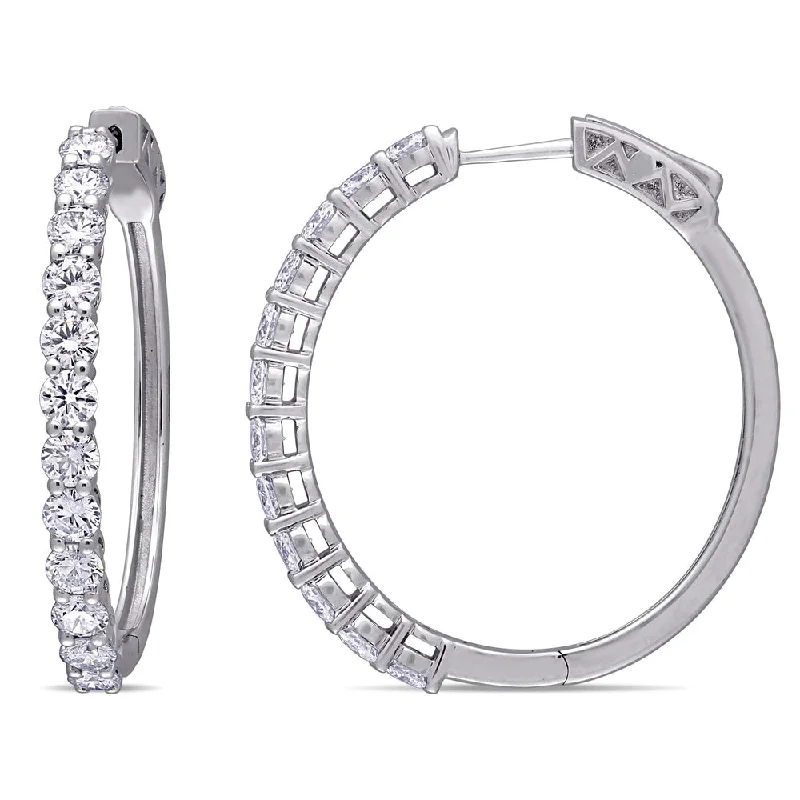 Hoop earrings with floral motifs for a feminine and nature-inspired look-Created Forever 2 1/2 ct. TDW Lab-grown Diamond Hoop Earrings in 14k White Gold