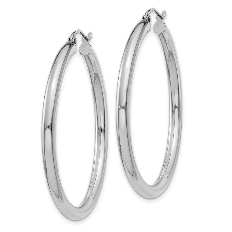 Hoop earrings with heart-shaped frames for a romantic and feminine look-Curata 14k White Gold Polished 40x3mm Round Hoop Earrings