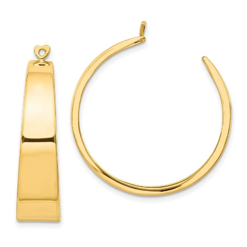 Hoop earrings with circle designs for a classic and timeless shape-Curata 14k Yellow Gold Graduating Polished Hoop Earrings Jackets 30x8mm