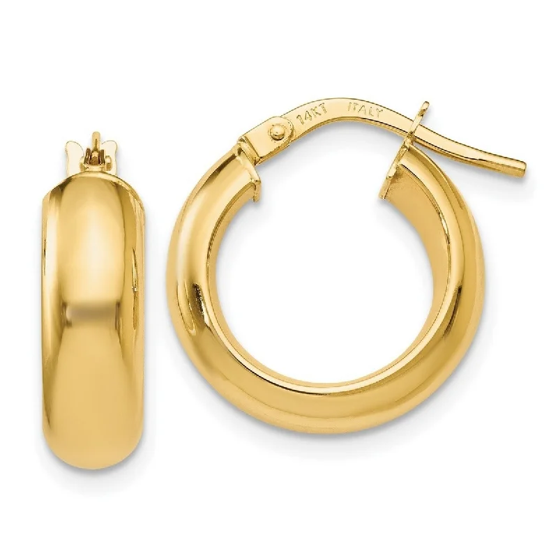 Hoop earrings with abstract wirework for an artistic, unique look-Curata 14k Yellow Gold Polished 5x17mm Wide Hoop Earrings