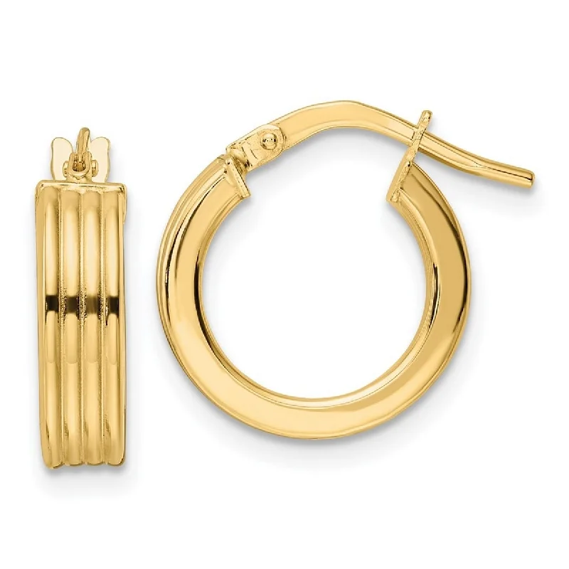 Best hoop earrings with geometric triangle shapes for a modern, chic design-Curata 14k Yellow Gold Polished Twisted 14.5x4mm Round Hoop Earring